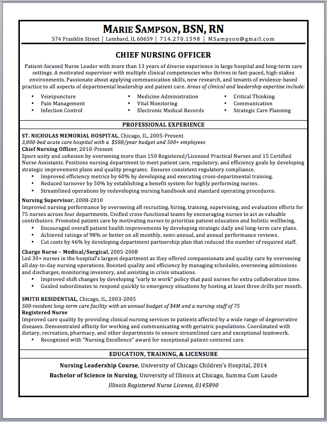 sample nursing resume