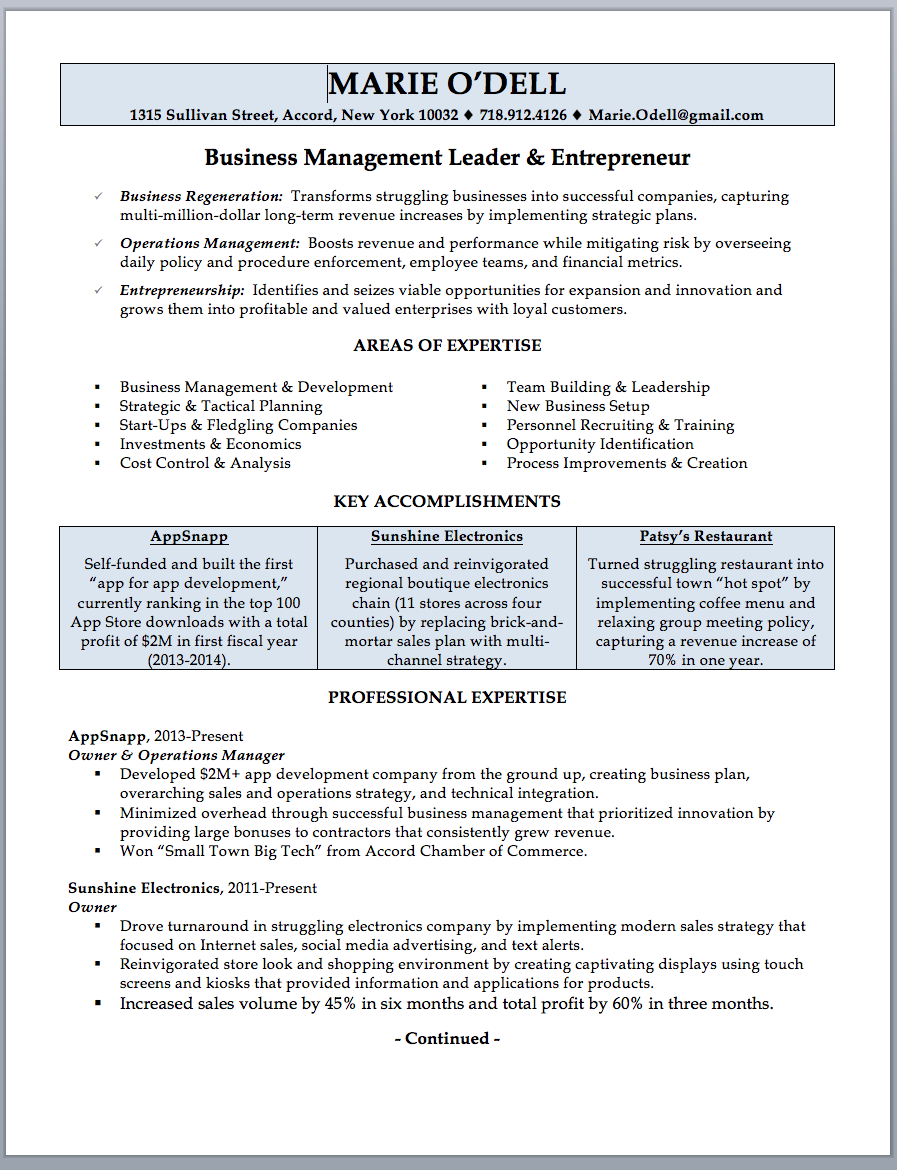 Business Owner Resume Sample Writing Guide Rwd